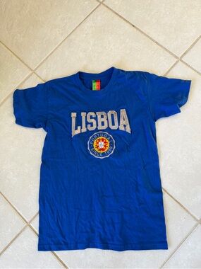Blue Kids' Lisboa Graphic embroidered appliqué Tee size 12/14 portugal pride